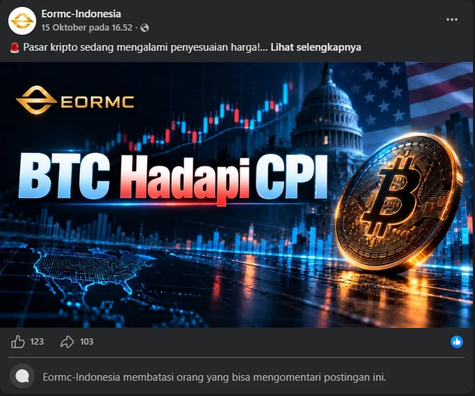 Screenshot halaman Facebook Eormc-Indonesia yang membatasi kolom komentar