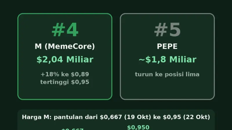 Memecore Geser Pepe Jadi Memecoin Terbesar Ke 4, 22 Oktober 2026
